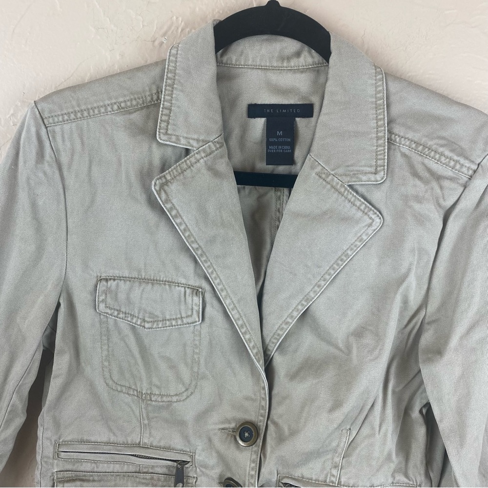 The Limited Tan Cargo Utility Blazer Jacket Womens size Medium Y2K - Picture 2 of 8